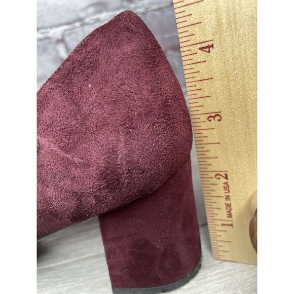David Aaron Burgundy Maroon Suede Leather Round High Heels Women Sz 6.5M US/37EU - Picture 11 of 16